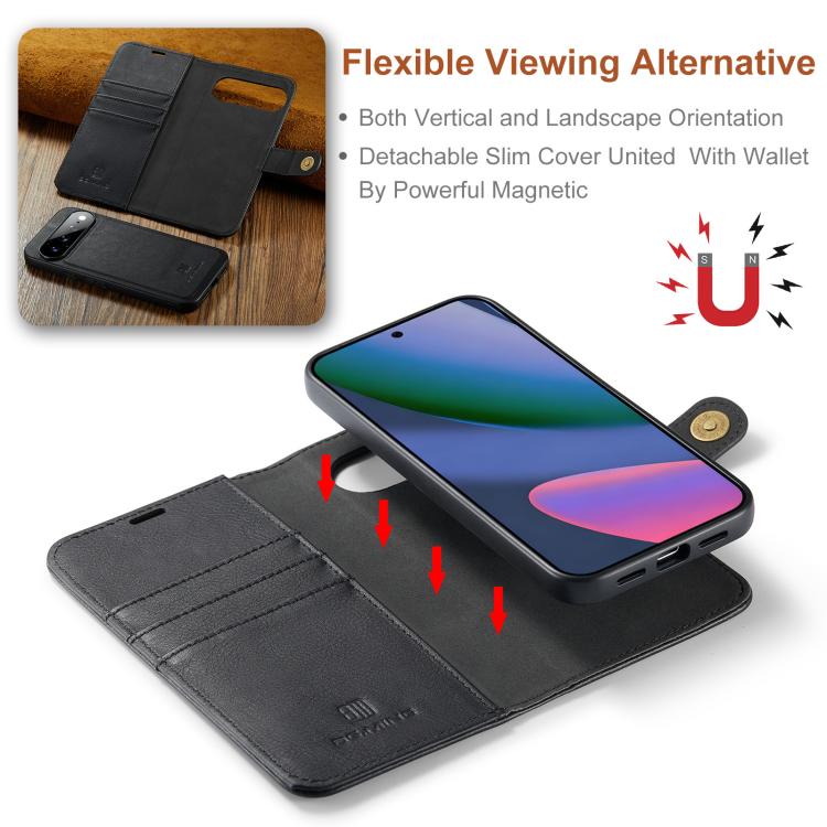 DG.MING Crazy Horse Texture Detachable Magnetic Leather Phone Case – Magnetic, Leather, TPU, For Google Pixel 11 Pro XL, For Google Pixel 11, For Google Pixel 11 Pro, For Google Pixel 10a