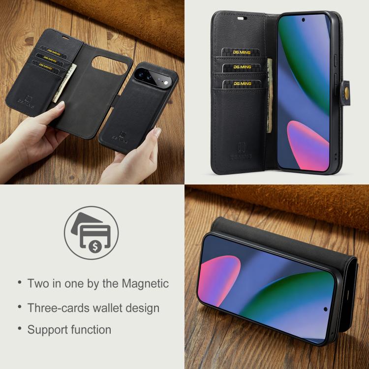 DG.MING Crazy Horse Texture Detachable Magnetic Leather Phone Case – Magnetic, Leather, TPU, For Google Pixel 11 Pro XL, For Google Pixel 11, For Google Pixel 11 Pro, For Google Pixel 10a
