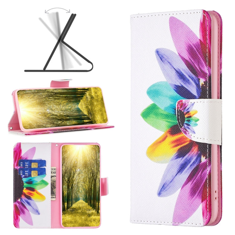 Colored Drawing Pattern Leather Phone Case – Card Slot, Leather, TPU, For Google Pixel 8, For Google Pixel 8 Pro, For Google Pixel 8A For Google Pixel 8 Sun Flower