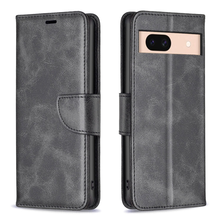 Lambskin Texture Pure Color Flip Leather Phone Case – Lanyard, Card Slot, Flip, For Google Pixel 10a, For Google Pixel 8a, For Google Pixel 8 Pro, For Google Pixel 8 For Google Pixel 8a Black