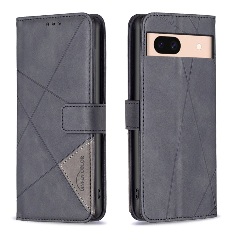 Magnetic Buckle Rhombus Texture Leather Phone Case – Magnetic, Card Slot, Leather, For Google Pixel 9, For Google Pixel 8a, For Google Pixel 8 Pro, For Google Pixel 8 For Google Pixel 8a Black