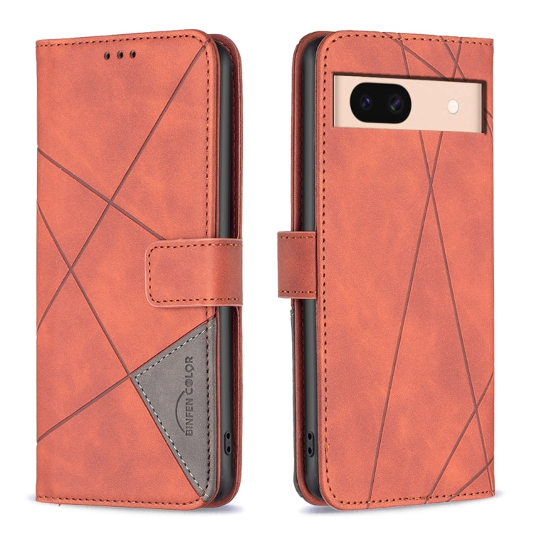 Magnetic Buckle Rhombus Texture Leather Phone Case – Magnetic, Card Slot, Leather, For Google Pixel 9, For Google Pixel 8a, For Google Pixel 8 Pro, For Google Pixel 8 For Google Pixel 8a Brown