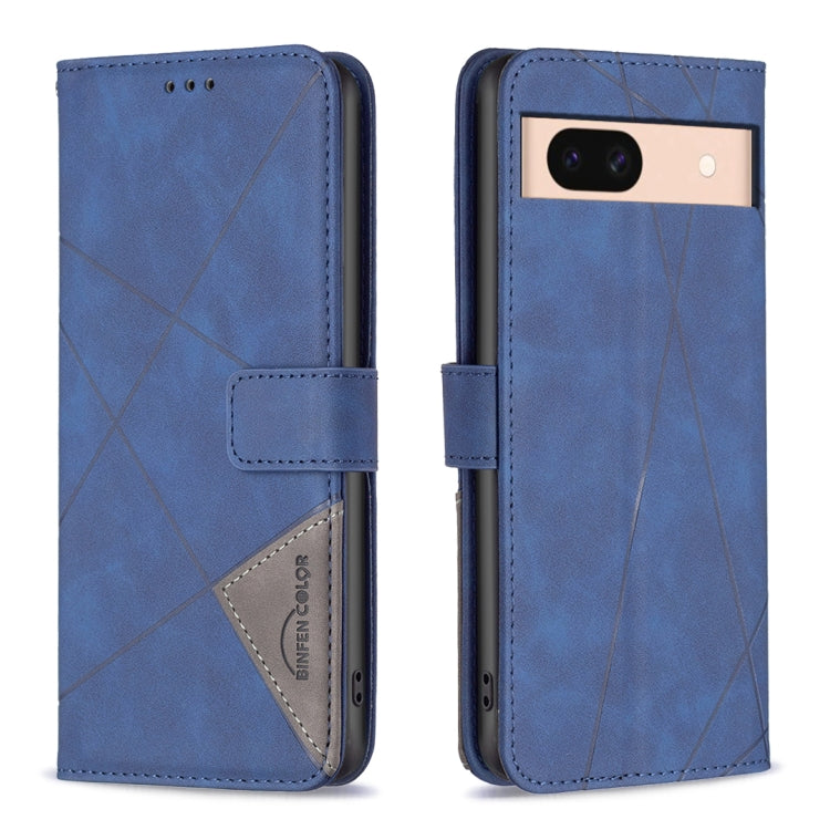 Magnetic Buckle Rhombus Texture Leather Phone Case – Magnetic, Card Slot, Leather, For Google Pixel 9, For Google Pixel 8a, For Google Pixel 8 Pro, For Google Pixel 8 For Google Pixel 8a Blue