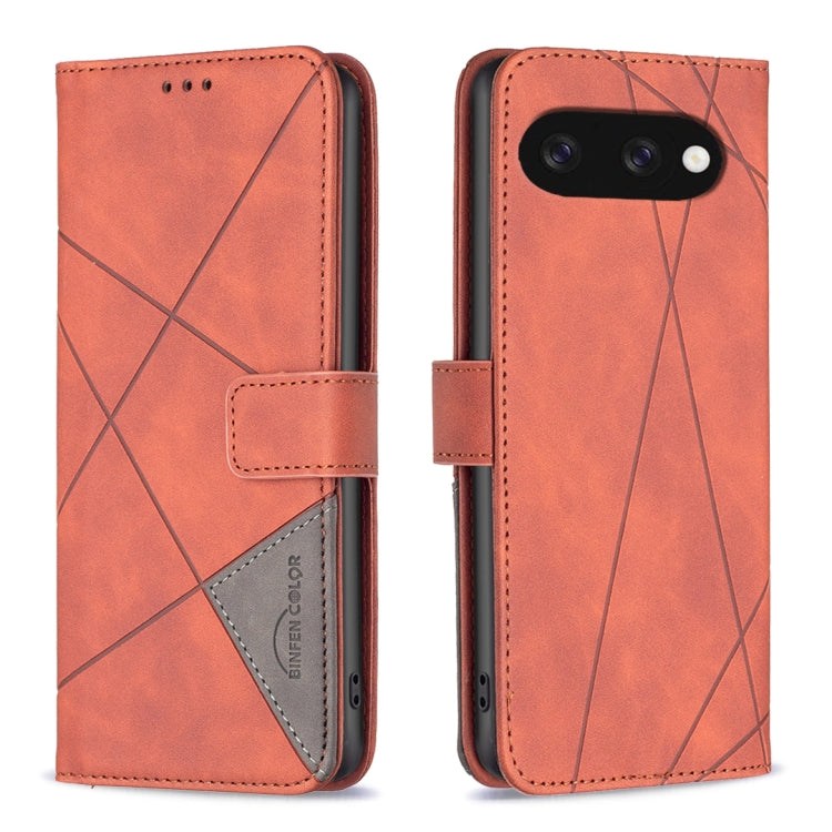Magnetic Buckle Rhombus Texture Leather Phone Case – Magnetic, Card Slot, Leather, For Google Pixel 11 / 11 Pro, For Google Pixel 10a, For Google Pixel 9A, For Google Pixel 9 Pro For Google Pixel 9A Brown