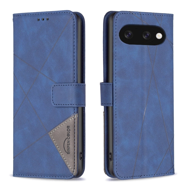 Magnetic Buckle Rhombus Texture Leather Phone Case – Magnetic, Card Slot, Leather, For Google Pixel 11 / 11 Pro, For Google Pixel 10a, For Google Pixel 9A, For Google Pixel 9 Pro For Google Pixel 9A Blue