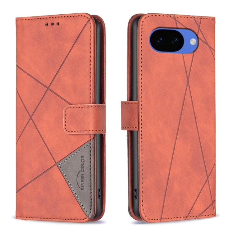 Magnetic Buckle Rhombus Texture Leather Phone Case – Magnetic, Card Slot, Leather, For Google Pixel 11 / 11 Pro, For Google Pixel 10a, For Google Pixel 9A, For Google Pixel 9 Pro For Google Pixel 10a Brown