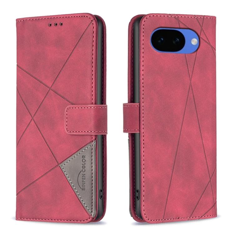 Magnetic Buckle Rhombus Texture Leather Phone Case – Magnetic, Card Slot, Leather, For Google Pixel 11 / 11 Pro, For Google Pixel 10a, For Google Pixel 9A, For Google Pixel 9 Pro For Google Pixel 10a Red