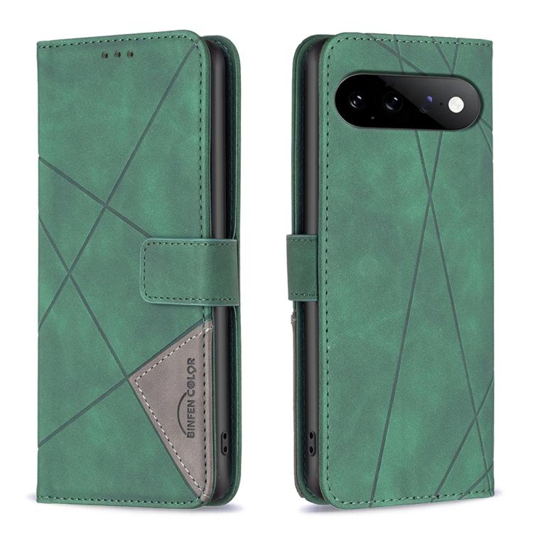 Magnetic Buckle Rhombus Texture Leather Phone Case – Magnetic, Card Slot, Leather, For Google Pixel 11 / 11 Pro, For Google Pixel 10a, For Google Pixel 9A, For Google Pixel 9 Pro For Google Pixel 11 11 Pro Green