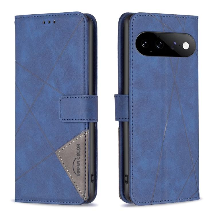 Magnetic Buckle Rhombus Texture Leather Phone Case – Magnetic, Card Slot, Leather, For Google Pixel 11 / 11 Pro, For Google Pixel 10a, For Google Pixel 9A, For Google Pixel 9 Pro For Google Pixel 11 11 Pro Blue