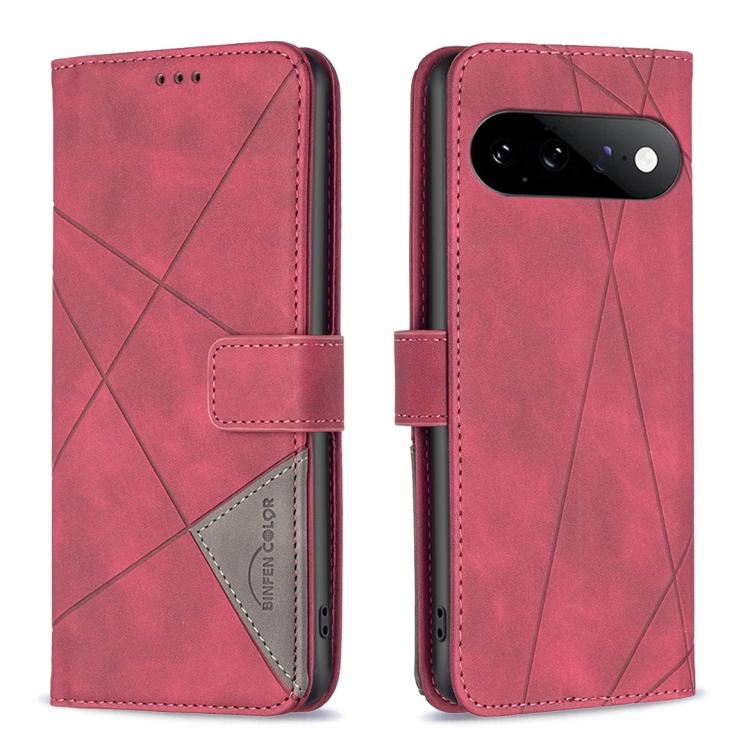 Magnetic Buckle Rhombus Texture Leather Phone Case – Magnetic, Card Slot, Leather, For Google Pixel 11 / 11 Pro, For Google Pixel 10a, For Google Pixel 9A, For Google Pixel 9 Pro For Google Pixel 11 11 Pro Red
