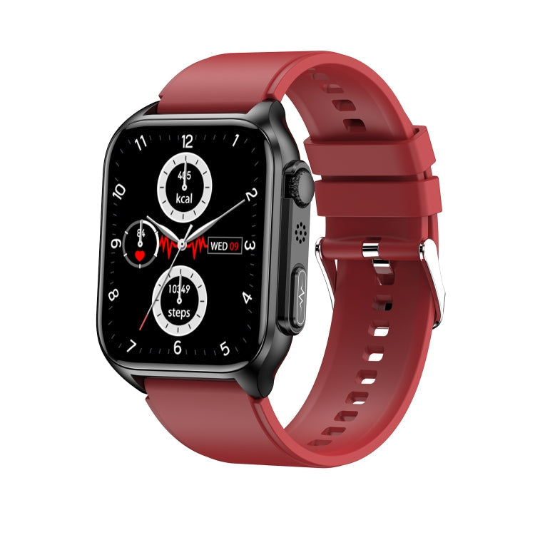 TK12 Smart Watch – 1.96" Screen, IP67 Waterproof, ECG Monitoring (Black) #2 Silicone Band (Red) Red