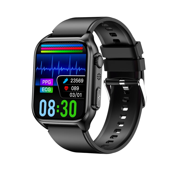 TK12 Smart Watch – 1.96" Screen, IP67 Waterproof, ECG Monitoring (Black) #2 Silicone Band (Black) Black