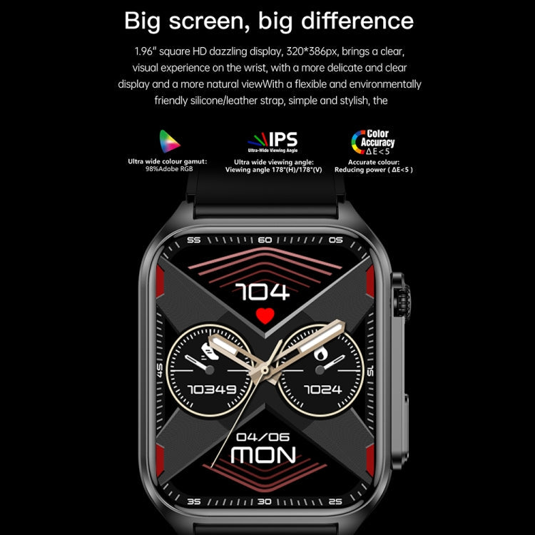TK12 Smart Watch – 1.96" Screen, IP67 Waterproof, ECG Monitoring (Black) #2