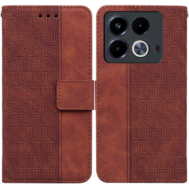 Geometric Embossed Leather Phone Case – Wear-resistant, Card Slot, Leather, For Infinix Note 40 4G, For Infinix Hot 40 / 40 Pro, For Infinix Smart 7 India / 7 Plus, For Infinix Smart 7 HD