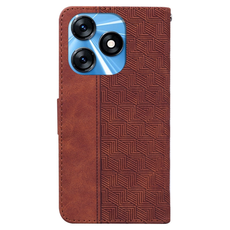 Geometric Embossed Leather Phone Case – Wear-resistant, Card Slot, Leather, For Tecno Spark 10 / Spark 10C