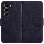 Tiger Embossing Pattern Flip Leather Phone Case – Card Slot, Flip, Leather, For Infinix Hot 50 Pro+ 4G, For Infinix Hot 50 4G, For Infinix Hot 50 5G, For Infinix Zero 40 4G / 5G