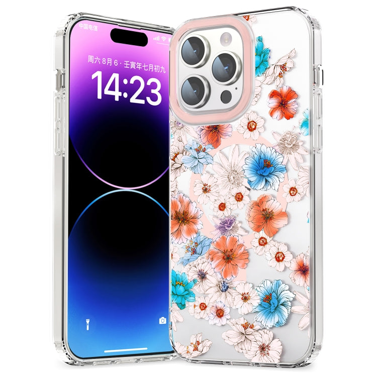 Phone Case – Magnetic (iPhone 15 Pro Max) For iPhone 15 Pro Max White Blue Flower