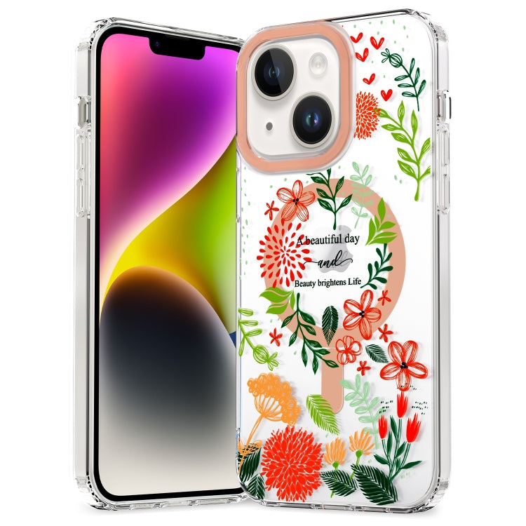Phone Case – Magnetic (iPhone 15 Pro Max) For iPhone 15 Plus Red Flowers and Green Leaves