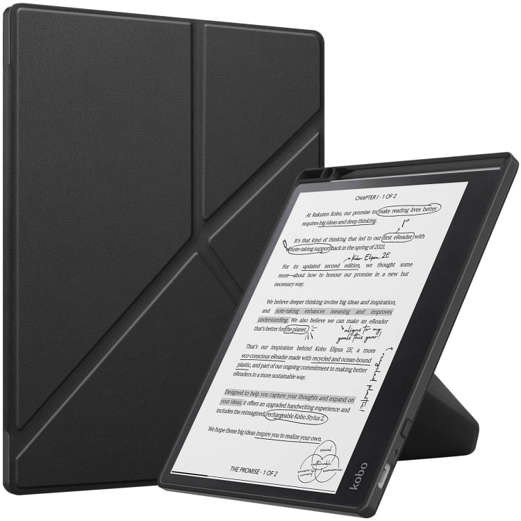 Solid Color Deformation TPU Leather Smart Tablet Case – Leather, TPU, For Kobo Elipsa 2E For Kobo Elipsa 2E Black