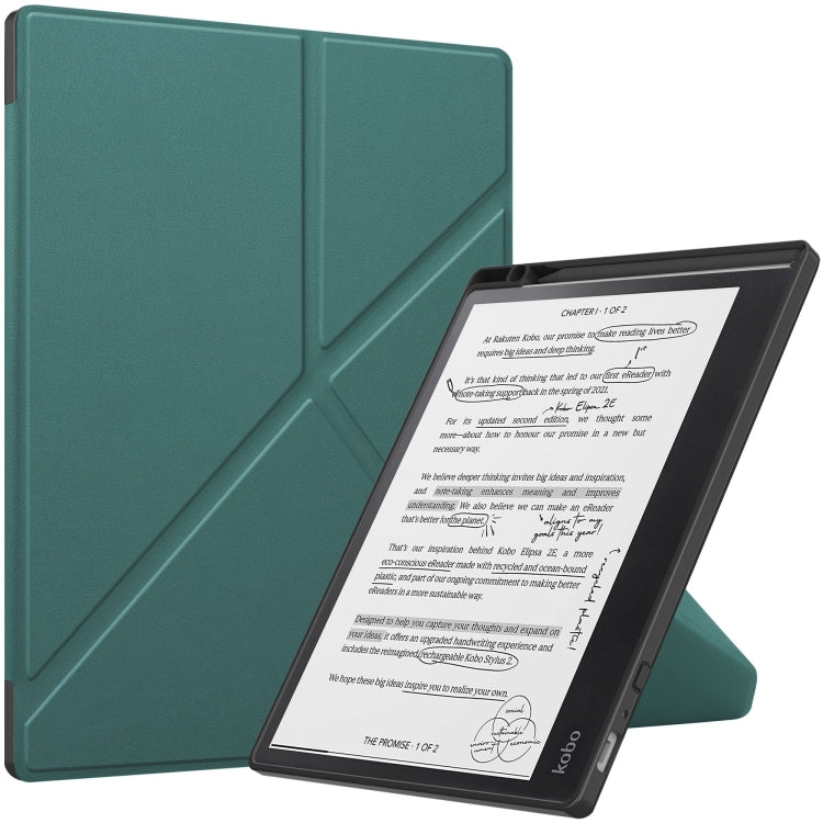 Solid Color Deformation TPU Leather Smart Tablet Case – Leather, TPU, For Kobo Elipsa 2E For Kobo Elipsa 2E Green