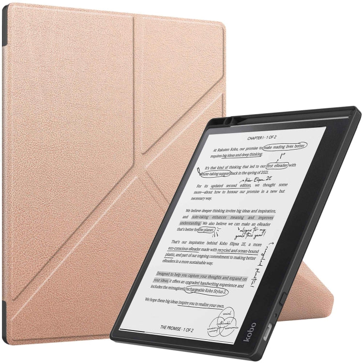 Solid Color Deformation TPU Leather Smart Tablet Case – Leather, TPU, For Kobo Elipsa 2E For Kobo Elipsa 2E Rose Gold