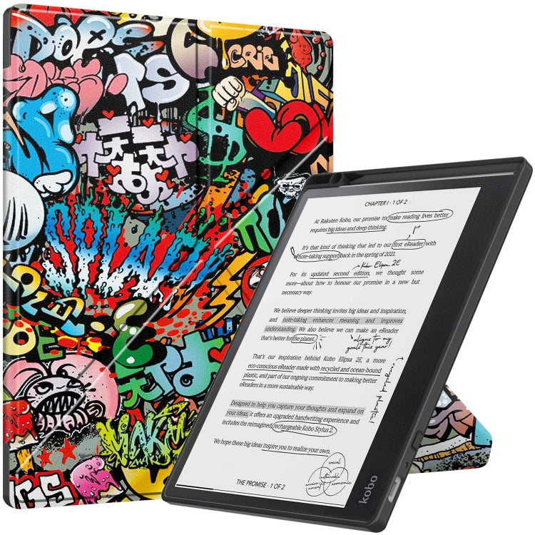 Painted Deformation TPU Leather Smart Tablet Case – Leather, TPU, For Kobo Elipsa 2E
