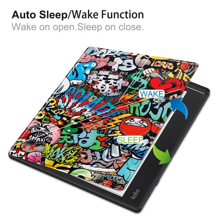 Painted Deformation TPU Leather Smart Tablet Case – Leather, TPU, For Kobo Elipsa 2E
