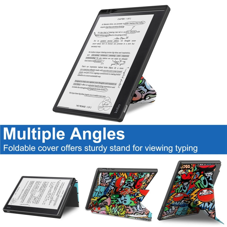 Painted Deformation TPU Leather Smart Tablet Case – Leather, TPU, For Kobo Elipsa 2E