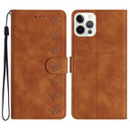 Seven Butterflies Embossed Leather Phone Case, For iPhone 14 Pro Max, For iPhone 13 Pro Max, For iPhone 13 Pro, For iPhone 13 For iPhone 14 Pro Max Brown