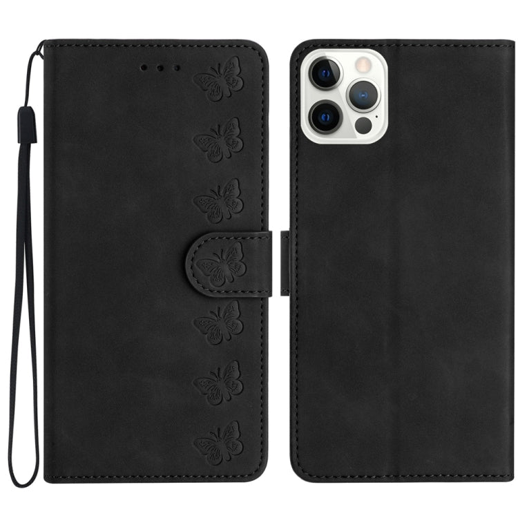 Seven Butterflies Embossed Leather Phone Case – Card Slot, Leather, TPU, For iPhone 14 Pro Max, For iPhone 13 Pro Max, For iPhone 13 Pro, For iPhone 13 For iPhone 13 Pro Max Black