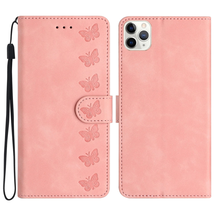 Seven Butterflies Embossed Leather Phone Case – Card Slot, Leather, TPU, For iPhone 12 mini, For iPhone 11 Pro Max, For iPhone 11, For iPhone 11 Pro For iPhone 11 Pro Pink