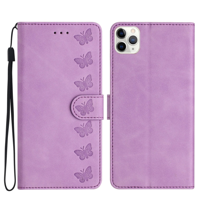 Seven Butterflies Embossed Leather Phone Case – Card Slot, Leather, TPU, For iPhone 12 mini, For iPhone 11 Pro Max, For iPhone 11, For iPhone 11 Pro For iPhone 11 Pro Max Purple