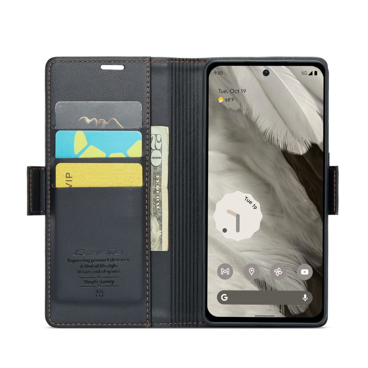 CaseMe 023 Butterfly Buckle Litchi Texture RFID Anti-theft Leather Phone Case – Card Slot, Leather, TPU, For Google Pixel 8, For Google Pixel 7a