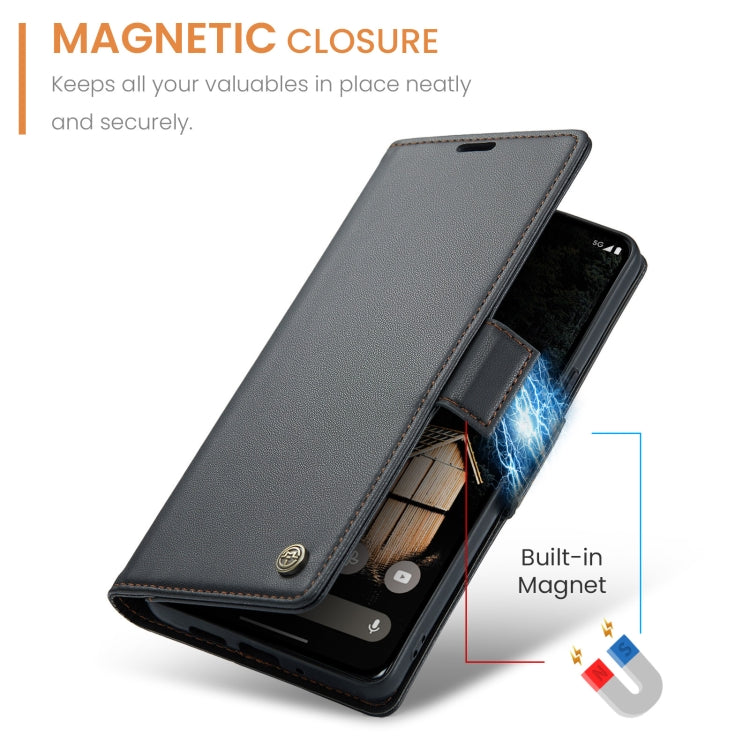 CaseMe 023 Butterfly Buckle Litchi Texture RFID Anti-theft Leather Phone Case – Card Slot, Leather, TPU, For Google Pixel 10 Pro XL / 9 Pro XL, For Google Pixel 10 / 10 Pro / 9, For Google Pixel 8a, For Google Pixel 8 Pro