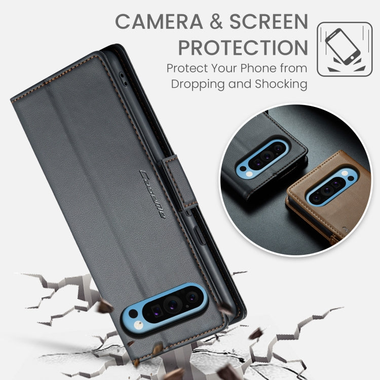 CaseMe 023 Butterfly Buckle Litchi Texture RFID Anti-theft Leather Phone Case – Card Slot, Leather, TPU, For Google Pixel 10 Pro XL / 9 Pro XL, For Google Pixel 10 / 10 Pro / 9, For Google Pixel 8a, For Google Pixel 8 Pro