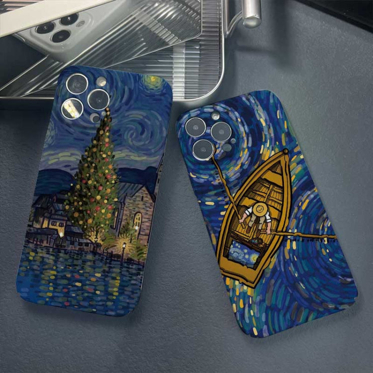Precise Hole Oil Painting Pattern PC Phone Case, For iPhone 13 Pro, For iPhone 13