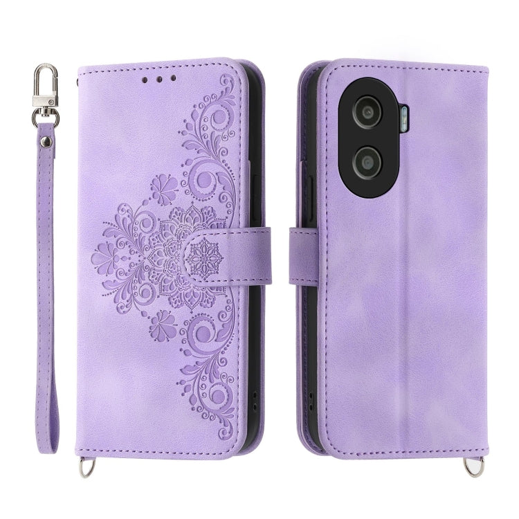 Skin Feel Flowers Embossed Wallet Leather Phone Case – Wear-resistant, Card Slot, Kickstand, For Honor X40i 5G / Play7T Pro, For Honor Magic5 Pro, For Honor Magic5, For Honor X8a 4G