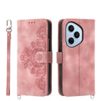 Skin Feel Flowers Embossed Wallet Leather Phone Case – Wear-resistant, Card Slot, Kickstand, For Honor 600 Global / 600 Pro Global, For Honor X9d 5G / X70 5G, For Honor X6c 4G / X5b / X5b Plus, For Honor 400 Pro Global 160.8mm