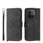 Skin Feel Flowers Embossed Wallet Leather Phone Case – Wear-resistant, Card Slot, Kickstand, For Honor 600 Global / 600 Pro Global, For Honor X9d 5G / X70 5G, For Honor X6c 4G / X5b / X5b Plus, For Honor 400 Pro Global 160.8mm For Honor X6c 4G X5b X5b Plus Black