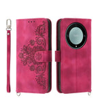 Skin Feel Flowers Embossed Wallet Leather Phone Case – Wear-resistant, Card Slot, Kickstand, For Honor 600 Global / 600 Pro Global, For Honor X9d 5G / X70 5G, For Honor X6c 4G / X5b / X5b Plus, For Honor 400 Pro Global 160.8mm For Honor X9d 5G X70 5G Wine Red