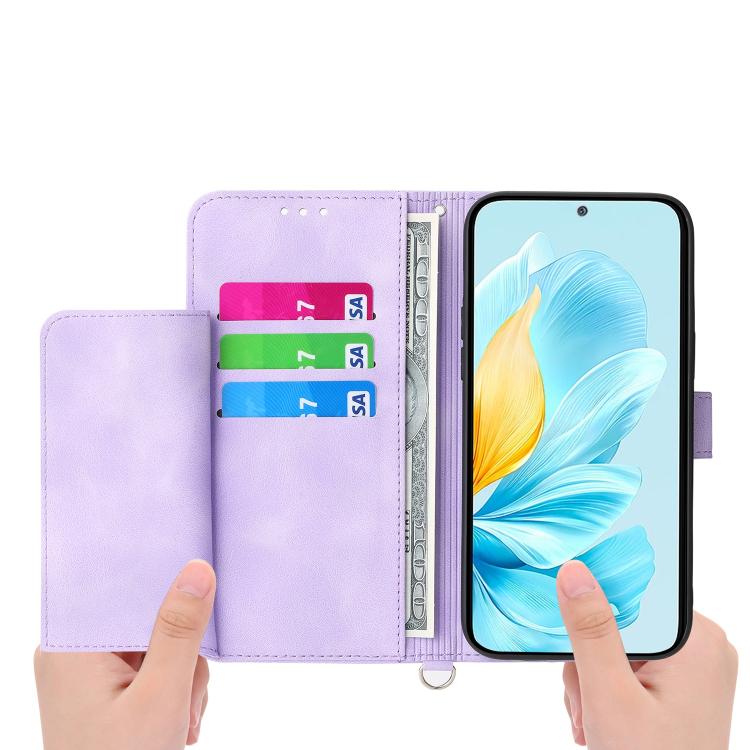 Skin Feel Flowers Embossed Wallet Leather Phone Case – Wear-resistant, Card Slot, Kickstand, For Honor 600 Global / 600 Pro Global, For Honor X9d 5G / X70 5G, For Honor X6c 4G / X5b / X5b Plus, For Honor 400 Pro Global 160.8mm