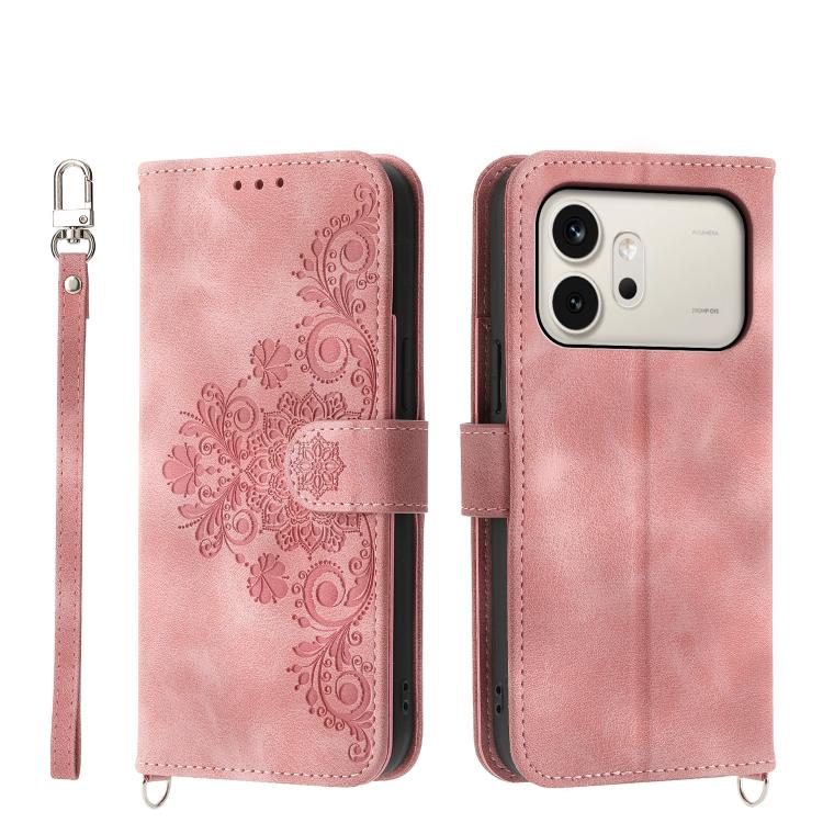 Skin Feel Flowers Embossed Wallet Leather Phone Case – Wear-resistant, Card Slot, Kickstand, For Honor 600 Global / 600 Pro Global, For Honor X9d 5G / X70 5G, For Honor X6c 4G / X5b / X5b Plus, For Honor 400 Pro Global 160.8mm For Honor 600 Global 600 Pro Global Pink