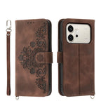Skin Feel Flowers Embossed Wallet Leather Phone Case – Wear-resistant, Card Slot, Kickstand, For Honor 600 Global / 600 Pro Global, For Honor X9d 5G / X70 5G, For Honor X6c 4G / X5b / X5b Plus, For Honor 400 Pro Global 160.8mm For Honor 600 Global 600 Pro Global Brown