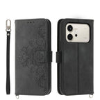 Skin Feel Flowers Embossed Wallet Leather Phone Case – Wear-resistant, Card Slot, Kickstand, For Honor 600 Global / 600 Pro Global, For Honor X9d 5G / X70 5G, For Honor X6c 4G / X5b / X5b Plus, For Honor 400 Pro Global 160.8mm For Honor 600 Global 600 Pro Global Black