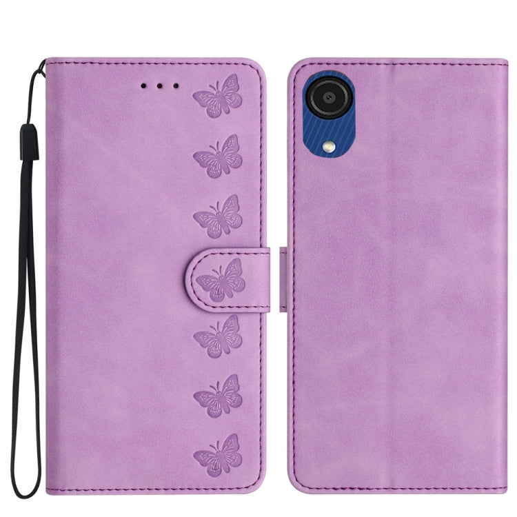 Seven Butterflies Embossed Leather Phone Case – Card Slot, Leather, TPU, For Samsung Galaxy A04 Core, For Samsung Galaxy S24+ 5G, For Samsung Galaxy A04s, For Samsung Galaxy S23 FE 5G For Samsung Galaxy A04 Core Purple