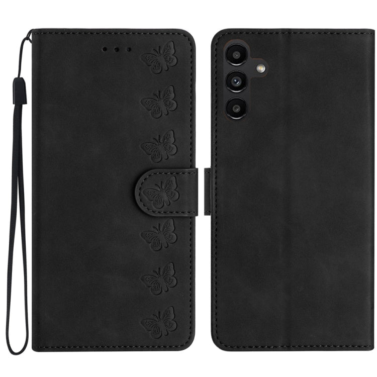 Seven Butterflies Embossed Leather Phone Case – Card Slot, Leather, TPU, For Samsung Galaxy A04 Core, For Samsung Galaxy S24+ 5G, For Samsung Galaxy A04s, For Samsung Galaxy S23 FE 5G For Samsung Galaxy A04s Black