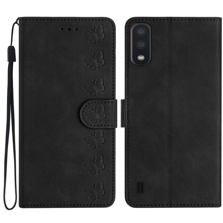 Seven Butterflies Embossed Leather Phone Case – Card Slot, Leather, TPU, For Samsung Galaxy A05, For Samsung Galaxy A10 / M10, For Samsung Galaxy A12 5G, For Samsung Galaxy A13 4G For Samsung Galaxy A10 M10 Black
