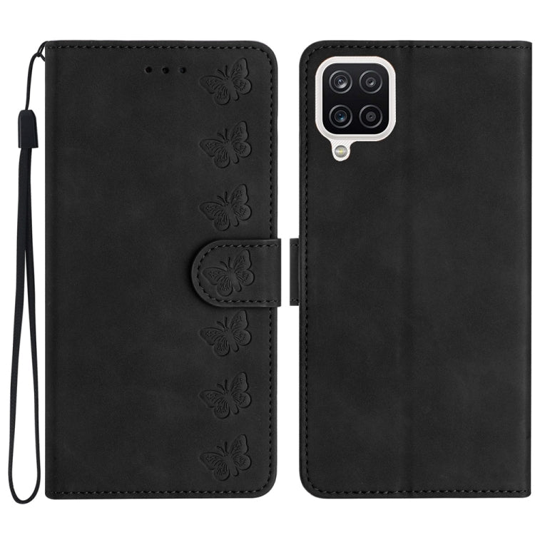 Seven Butterflies Embossed Leather Phone Case – Card Slot, Leather, TPU, For Samsung Galaxy A05, For Samsung Galaxy A10 / M10, For Samsung Galaxy A12 5G, For Samsung Galaxy A13 4G For Samsung Galaxy A12 5G Black