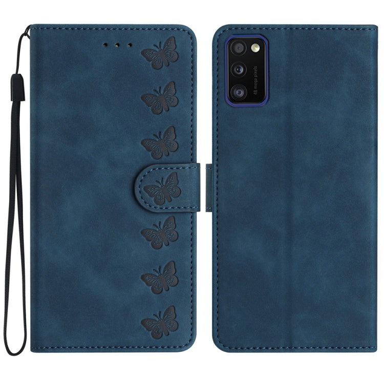 Seven Butterflies Embossed Leather Phone Case – Card Slot, Leather, TPU, For Samsung Galaxy A41, For Samsung Galaxy A42 5G, For Samsung Galaxy A50, For Samsung Galaxy A51 For Samsung Galaxy A41 Blue