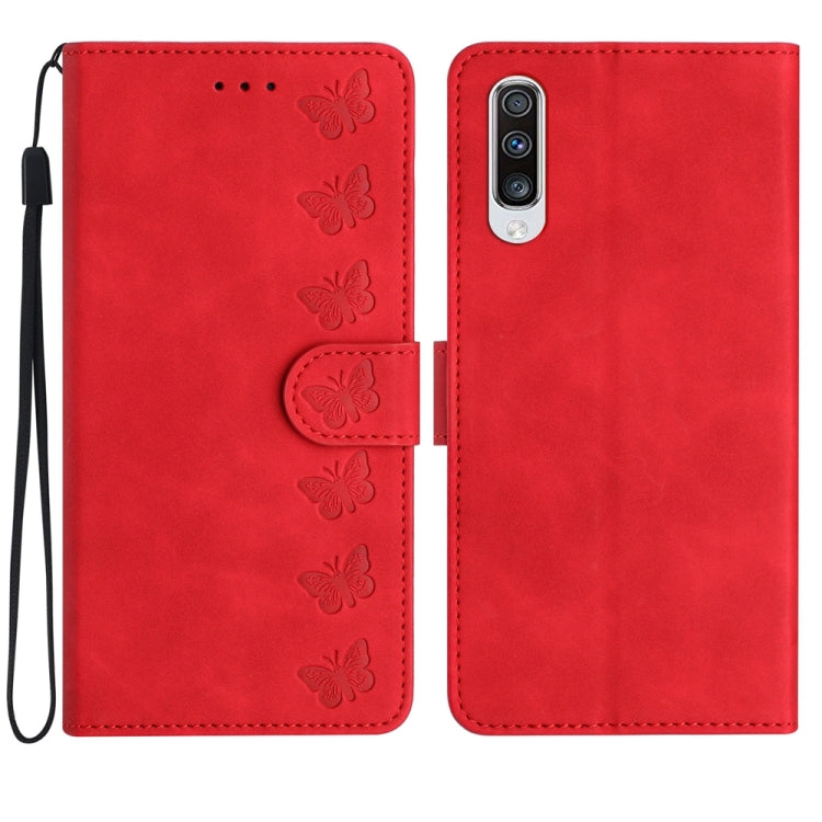 Seven Butterflies Embossed Leather Phone Case – Card Slot, Leather, TPU, For Samsung Galaxy A41, For Samsung Galaxy A42 5G, For Samsung Galaxy A50, For Samsung Galaxy A51 For Samsung Galaxy A50 Red